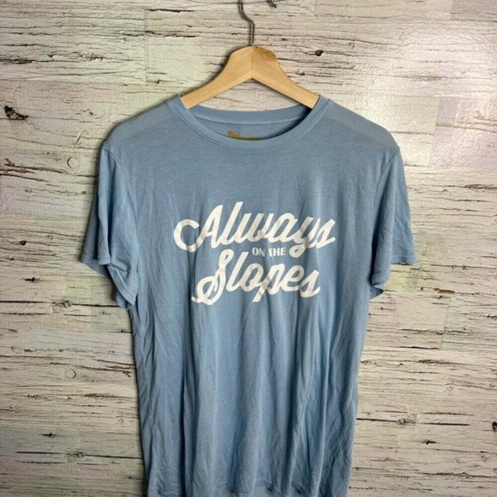 Show Me Your MuMu Blue and White Short Sleeve Tee - always on the slopes medium